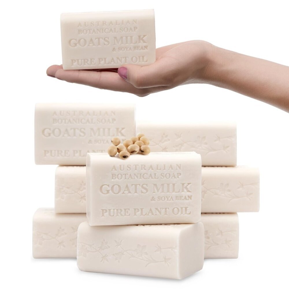 6.6 OZ, Pack of 8, Goat Milk Soap Bars with Soya Bean Oil, Enriched with Organic